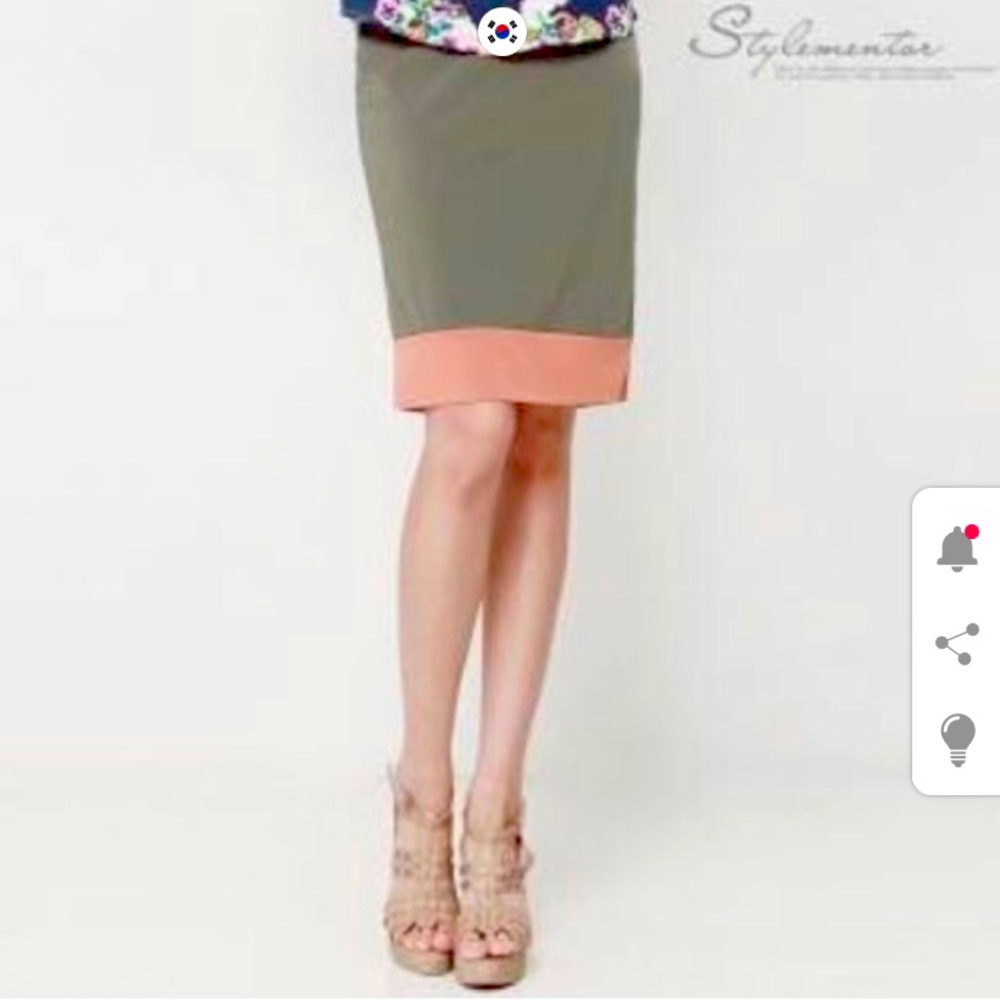 Olive pink trim skirt from Korea